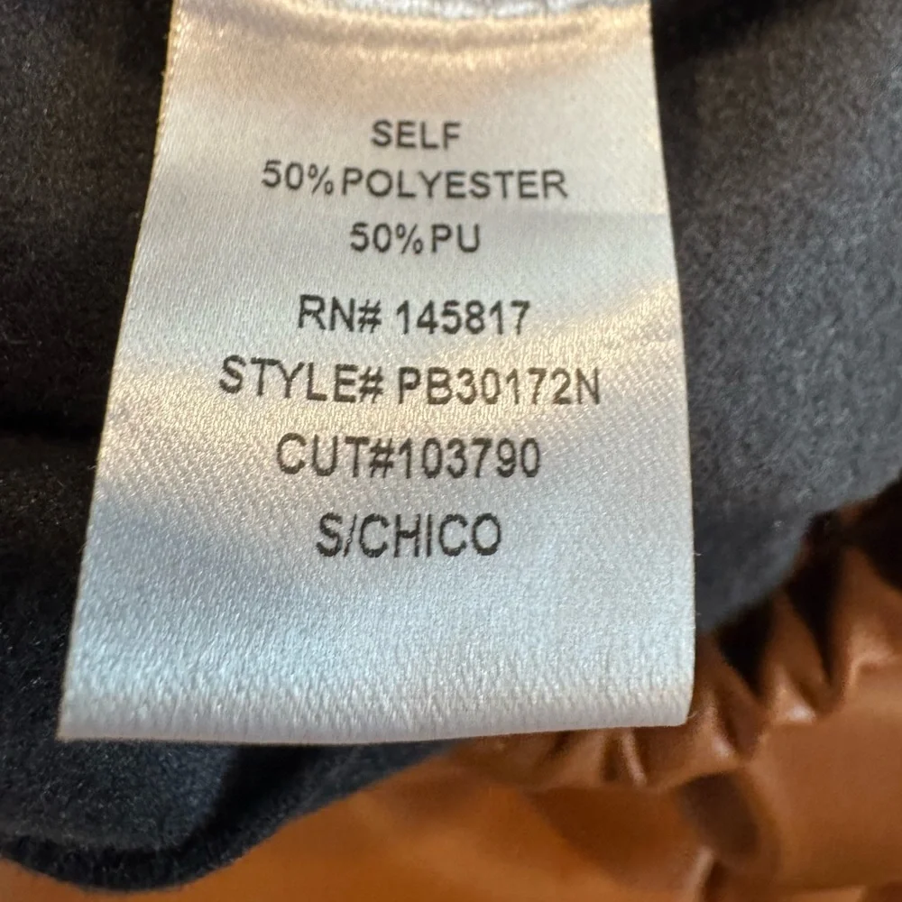 Privy Faux Leather Pleather Camel Beige Pants Elastic Waist & Pockets Size Small